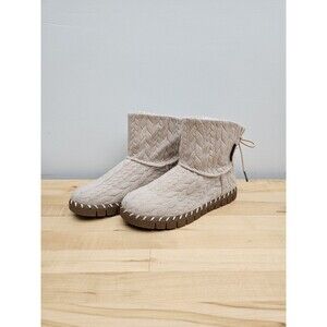 MUK LUKS Women's 8 Flexi Hoboken Pull Slip On Boot EUC Tan Fashion Winter Cozy